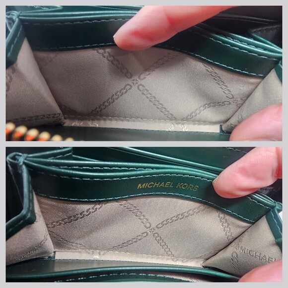 Michael Kors Jet Set Pebbled Leather Zip Card Case Wallet Moss Green NWOT - Picture 8 of 11